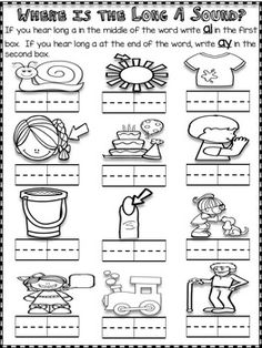 worksheet for beginning and ending sounds in the long a sound book with pictures