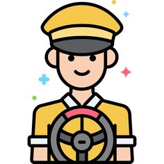 a man driving a car with a steering wheel in his hand and stars around him