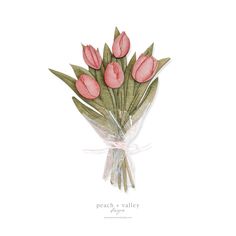 a bouquet of pink tulips wrapped in plastic