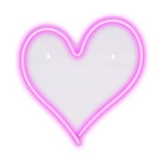 a pink neon heart shaped sign on a white background