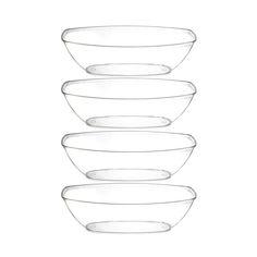 four glass bowls stacked on top of each other