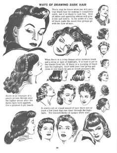 an old advertisement for hair styles from the 1950's, with instructions on how to style