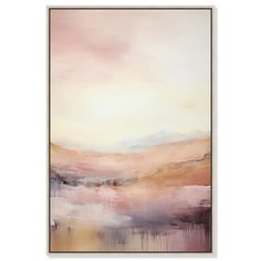 an abstract painting with pink and beige colors