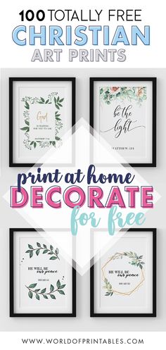 the ultimate guide to printable christian art prints for home decor, including posters and other items