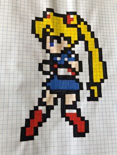 an image of a cartoon character made out of legos on a sheet of paper