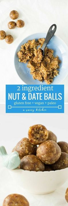 two ingredient nut and date balls in a bowl