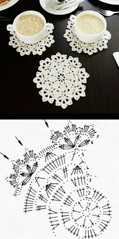 there are two pictures that show how to make doily