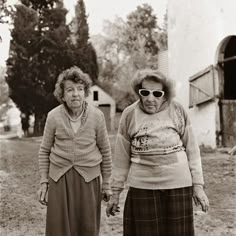 two older women standing next to each other in front of a house with the caption, remember when self respect and respect for elder were two different things?