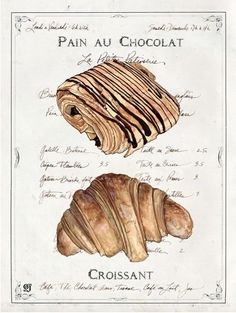 달력 디자인, Family Book, Culinary School, French Pastries, Food Drawing, French Food, Food Illustration, Watercolor Inspiration, Room Posters