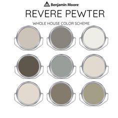 several different colors of paint with the words revere pewer on it and below them