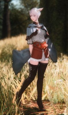 a woman is standing in the middle of a field