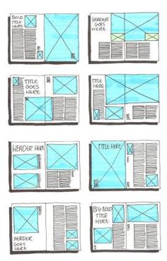 the steps in how to make a website page with blue paper and black marker markers