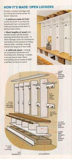 an instruction for how to make open lockers in a house or office area with instructions