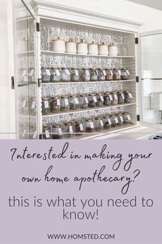 a shelf filled with lots of jars and cups