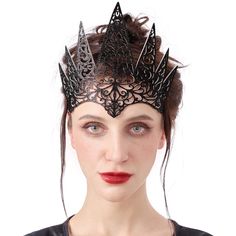 PRICES MAY VARY. Perfect Outfit. Our Crown Headpiece comes in a classic black color, making it perfectly suitable for Halloween costumes that require a witch crown, or any other costume crown. The size of this costume crown is 8.5 x 6.9 inches, suitable for most head shapes and easy to wear. The black crown design adds a spooky and elegant touch to your Halloween look. Unique Design. Made from 100% polyester, our headpiece is comfortable to wear and will not easily fall off. The die-cut design g Halloween Gothic Costume, Black Queen Crown, Witch Crown, Dress Up Halloween, Tiara Accessories, Bride Head, Gothic Costume, Crown Headpiece, Crown For Women