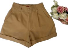 Cute Beige Summer Bottoms, Cute Beige Bottoms For Summer, Trendy Beige Party Bottoms, Cute Solid Color Spring Bottoms, Casual Beige Party Bottoms, Casual Beige Bottoms For Party, Cute Brown Bottoms For Spring, Cute Brown Spring Bottoms, Womens Shorts