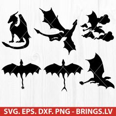 dragon silhouettes svg dxf files