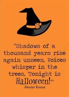 a witches hat with the quote,'shadows of a thousand years rise again unseen