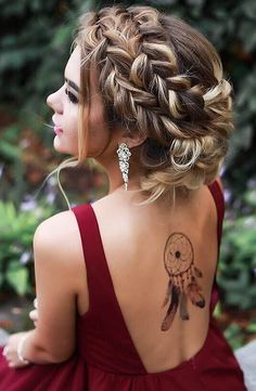 Messy French Braided Boho Updo for Prom Messy French Braids, Boho Updo, Updo Bridesmaid, Hairstyles Updo, Hair Bridesmaid, Nick Fury, Braided Hairstyles Updo, Braided Hairstyles For Wedding