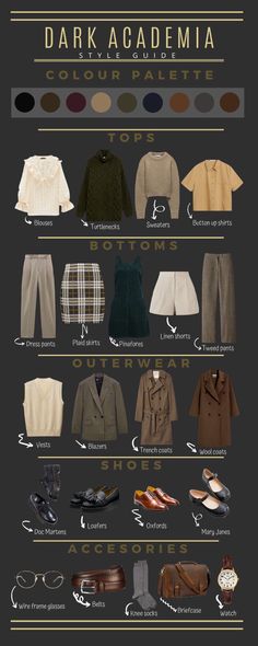 A Level Outfits, Dark Academia Maternity, The Order Aesthetic, Formal Dark Academia Outfit, Library Assistant Outfit, Clothing Aesthetic Types, Dark Academia Style Guide, 1970 Outfits, Style Names