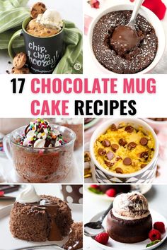 chocolate mug cake recipe collage with text overlay