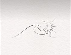 a drawing of a sun and a wave on white paper with the word, i love you