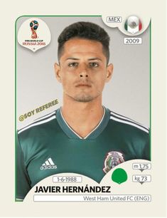 a soccer card with a man in green jersey on it's front and back