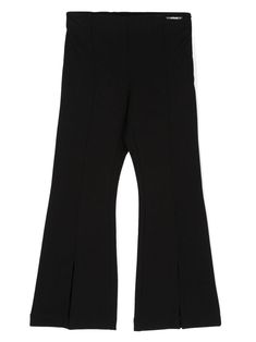 black stretch-design jersey texture rear elasticated waistband seam detailing split cuffs flared design pull-on style Design Jersey, Dress With Jean Jacket, Baby Boy Accessories, Dolce And Gabbana Kids, Flared Trousers, Kids Jordans, Flare Trousers, Stella Mccartney Kids, Casual Trousers