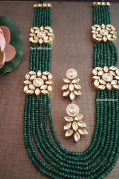 Long Kundan Necklace, Sabyasachi Designer, Jewelry Shoot, Jewellery Shoot, Brass Music, Green Jewellery, Kundan Jewellery Set, Kundan Work, Rani Haar