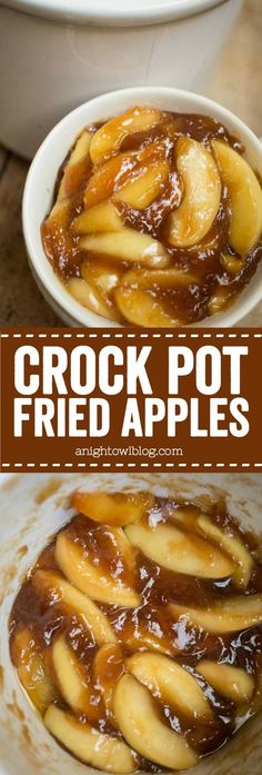 the crock pot fried apples are ready to be eaten