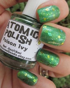 Items similar to Poison Ivy Green & Gold Glitter Nail Polish Custom Blended Nail Laquer on Etsy Gold Glitter Nail Polish, Nail Laquer, Ivy Costume, Poison Ivy Costumes, Gold Glitter Nails, Glitter Nail Polish, Glitter Nail, Poison Ivy