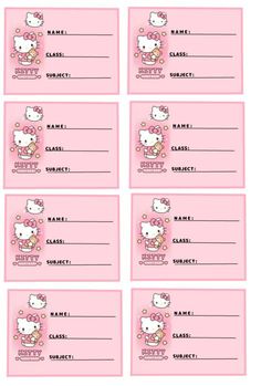 hello kitty printable name tags are shown in pink and have hello kitty on them