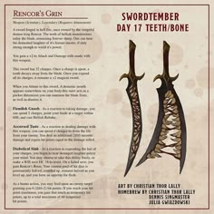 an image of two swords with the text swordtember day 17 teethbones