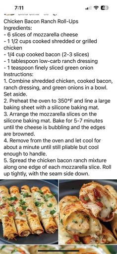 the recipe for chicken bacon ranch roll ups