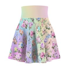 This adorable skater skirt with pastel rose print is the perfect addition to your spring and summer wardrobe! Made from high-quality materials, this skirt features a lovely pastel rose print that adds a touch of femininity to any outfit. Whether you're headed to a picnic in the park or a day out with friends, this flirty skirt is sure to turn heads and make you feel fabulous. Pair it with a cute crop top and sandals for a trendy and effortless look that is perfect for any occasion. Add this skat Colored Roses, Cute Flirty, Pastel Roses, Cute Crop Top, Rose Pastel, Picnic In The Park, Cute Crop Tops, Feminine Design, Flower Child