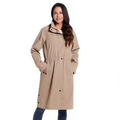 Style will come easy to you with this women's Gallery packable rain coat.Click on this WOMEN'S GUIDE to find the perfect fit and more! Style will come easy to you with this women's Gallery packable rain coat.Click on this WOMEN'S GUIDE to find the perfect fit and more! FEATURES Packable 2 side slip pockets Removable hood Snap & zipper closure Long sleevesFIT & SIZING A-Line silhouette 33-in. length from shoulder to hem Designed to hit above the knees Inner adjustable waistband MidweightFABRIC & Spring Waterproof Outerwear, Weatherproof Raincoat For Rainy Season, Weatherproof Raincoat For Spring Travel, Weatherproof Raincoat For Travel In Spring, Fall Travel Raincoat Waterproof, Spring Travel Weatherproof Raincoat, Plus Size Outerwear, Rain Coat, Adjustable Waistband