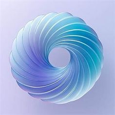 an abstract blue and white swirl on a light purple background in the shape of a circle