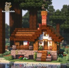 Cottages Minecraft Houses, Small Mc House Ideas, Minecraft Building Ideas Cabin, Minecraft Survival Starter House, Small Birch House Minecraft, Minecraft Realm Names, Cozy Minecraft Village, Tiny Home Minecraft, Small Cherry Wood Minecraft House