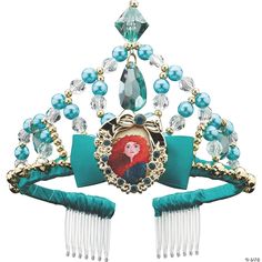 Inspired by the bold and fierce Disney character, this adorable Merida Tiara will have your little princess feeling like royalty. Become the heroine from the Disney Pixar Brave movie! The Disney Princess Merida Classic Tiara features a teal blue tiara with plastic combs, Merida character cameo and decorative beads. One size fits most children. © DISNEY/PIXAR Princess Tiaras, Brave Movie, Disney Princess Merida, Brave Merida, Disney Products, Girls Tiara, Princess Merida, Crown For Kids, Disney Brave