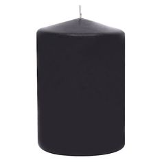 a black candle with a white stick sticking out of it's top and bottom