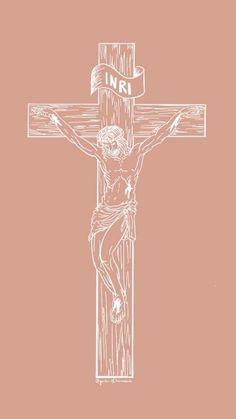 the crucifix with jesus on it is in white ink and has an inscription that