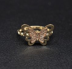 "14k Real Solid Yellow Gold Butterfly Ring, 14k Solid Gold Women Dainty Ring, Butter Symbol Gemstone Gold Ring for Women, Gift, Gold Ring, Minimalist Ring * Metal : Real 14K Yellow Gold, (Properly Stamped, 14K) * Condition : Brand New * Finish : Polished * Band thickness: 2 mm * Butterfly Size: 13 mm length, 19 mm width * Scale: : 6,5US, 7US, 7.5US, 8US, 8.5US * Stone: Cubic Zirconia These Rings are 100% Authentic 14K Solid Real Gold . \"Not Plated or Filled\" This is a Beautiful Genuine Real 14 Gold Butterfly Ring With Diamond Accents, Fine Jewelry Butterfly Ring For Anniversary, Formal Yellow Gold Butterfly Ring With Cubic Zirconia, Gold Butterfly Ring In 14k Gold Fine Jewelry, Gold Gemstone Butterfly Ring For Wedding, Gold Butterfly Gemstone Ring For Wedding, Fine Jewelry Butterfly Ring With Diamond Accents For Promise, Fine Jewelry Yellow Gold Butterfly Ring With Diamond Accents, Diamond Accents Butterfly Promise Ring