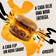 an advertisement for a cheeseburger in spanish