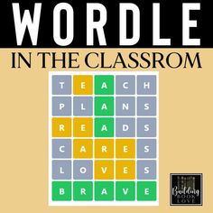 the cover of wordle in the classroom, featuring squares and words that spell out words