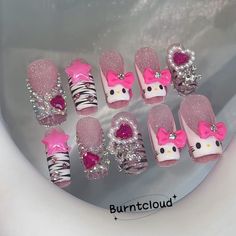 127 shiny Pink Cute Kawaii Kitty Pink Glitter Press on Nails Custom Hand-painted Nails Short Nails Fake Nails Stick on Nails - Etsy Birthday Nails For Kids, Glitter Press On Nails, Hello Kitty Nails Art, Kitty Nails, Kawaii Kitty, Painted Nails, Hello Kitty Nails, Nails Fake, Nails For Kids