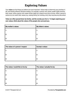 the text on this worksheet is called exploring value