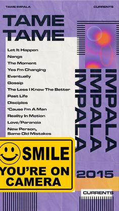 a purple poster with the words smile you're on camera