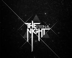 an abstract black and white logo with the words eternal night on it's side