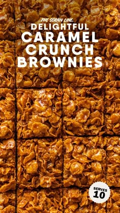 the cover of delighghtful caramel crunch brownies, with an image of squares