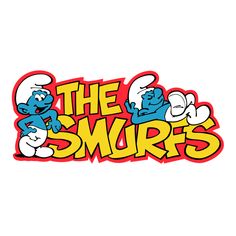 the smurfs logo on a white background